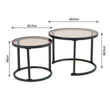 Load image into Gallery viewer, Set of 2 Tea Glass Round Nesting Coffee Table Coffee Tables Living and Home
