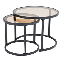 Load image into Gallery viewer, Set of 2 Tea Glass Round Nesting Coffee Table Coffee Tables Living and Home