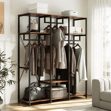 Load image into Gallery viewer, Large Freestanding Clothing Rack with Storage Shelves
