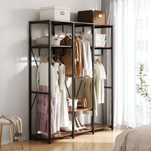 Load image into Gallery viewer, Large Freestanding Clothing Rack with Storage Shelves