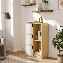 Load image into Gallery viewer, Wooden Bookcase Storage Cabinet with Doors and Open Shelf Living and Home