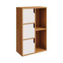 Load image into Gallery viewer, Wooden Bookcase Storage Cabinet with Doors and Open Shelf