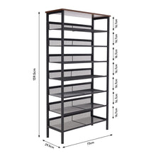 Load image into Gallery viewer, 8-Tier Mesh Shelves Shoe Rack Living and Home