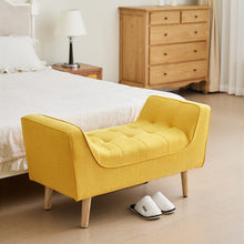 Load image into Gallery viewer, Soft Chenille Upholstered Bench with Wooden Legs Living and Home