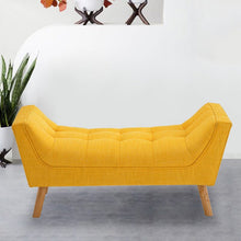 Load image into Gallery viewer, Soft Chenille Upholstered Bench with Wooden Legs Living and Home