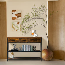 Load image into Gallery viewer, Vintage Console Table with Drawers and Shelves