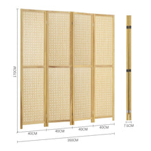 Load image into Gallery viewer, Natural Wood Round-Hole Screen with Four Panels in Paulownia Wood Living and Home