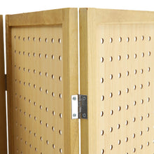 Load image into Gallery viewer, Natural Wood Round-Hole Screen with Four Panels in Paulownia Wood Living and Home