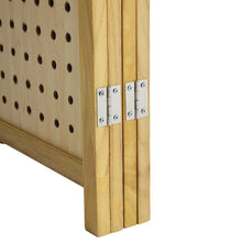 Load image into Gallery viewer, Natural Wood Round-Hole Screen with Four Panels in Paulownia Wood Living and Home
