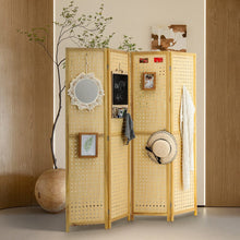 Load image into Gallery viewer, Natural Wood Round-Hole Screen with Four Panels in Paulownia Wood Living and Home