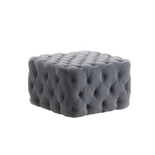 Load image into Gallery viewer, Grey Velvet Buttoned Tufted Footstool 62cm x 62cm x 40cm