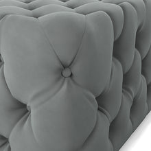 Load image into Gallery viewer, Grey Velvet Buttoned Tufted Footstool 62cm x 62cm x 40cm
