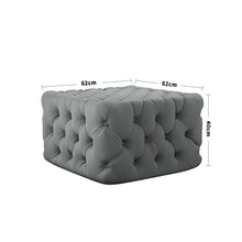 Load image into Gallery viewer, Grey Velvet Buttoned Tufted Footstool 62cm x 62cm x 40cm