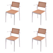 Load image into Gallery viewer, Pseudo-rattan PP Dining Chair Set of 4 with Armrest in White