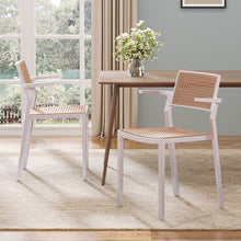 Load image into Gallery viewer, Pseudo-rattan PP Dining Chair Set of 4 with Armrest in White