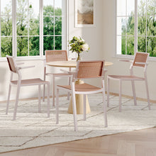 Load image into Gallery viewer, Pseudo-rattan PP Dining Chair Set of 4 with Armrest in White