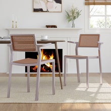 Load image into Gallery viewer, Pseudo-rattan PP Dining Chair Set of 4 with Armrest in Grey
