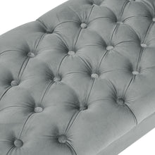 Load image into Gallery viewer, Grey Armed Velvet Buttoned Bed Bench