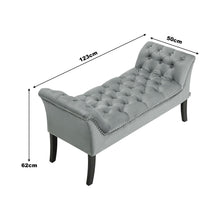 Load image into Gallery viewer, Grey Armed Velvet Buttoned Bed Bench