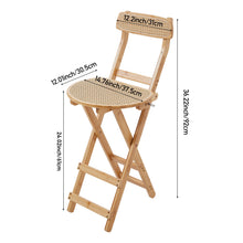 Load image into Gallery viewer, Bamboo Folding Bar Stool Counter Height Dining Chair with Backrest and Footrest