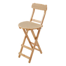 Load image into Gallery viewer, Bamboo Folding Bar Stool Counter Height Dining Chair with Backrest and Footrest