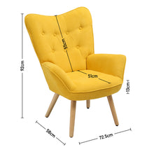 Load image into Gallery viewer, Tufted Button Linen Armchair with Wooden Legs