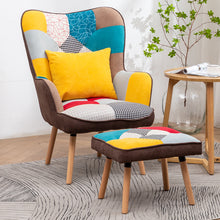 Load image into Gallery viewer, Upholstered Wingback Armchair with Footrest and Cushion