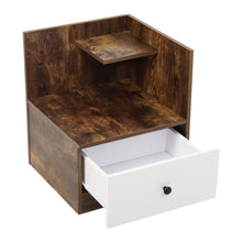 Load image into Gallery viewer, Urban Style Bedside Table with Drawer and Open Shelf Wooden Nightstand
