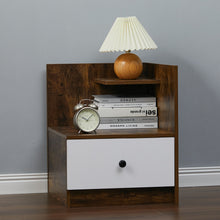 Load image into Gallery viewer, Urban Style Bedside Table with Drawer and Open Shelf Wooden Nightstand