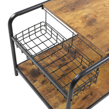 Load image into Gallery viewer, Industrial Wooden Coffee Table with Wire Basket Storage Top Coffee Tables Living and Home