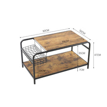 Load image into Gallery viewer, Industrial Wooden Coffee Table with Wire Basket Storage Top Coffee Tables Living and Home