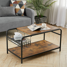 Load image into Gallery viewer, Industrial Wooden Coffee Table with Wire Basket Storage Top Coffee Tables Living and Home