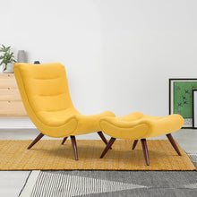 Load image into Gallery viewer, Modern Yellow Curved Accent Recliner with Ottoman Recliners Living and Home Yellow