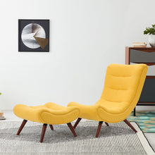Load image into Gallery viewer, Modern Yellow Curved Accent Recliner with Ottoman Recliners Living and Home