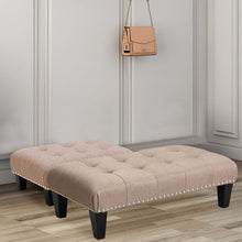 Load image into Gallery viewer, Linen Cotton Beige Footstool Living and Home