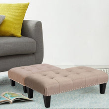Load image into Gallery viewer, Linen Cotton Beige Footstool Living and Home