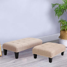 Load image into Gallery viewer, Linen Cotton Beige Footstool Living and Home