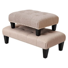 Load image into Gallery viewer, Linen Cotton Beige Footstool Living and Home