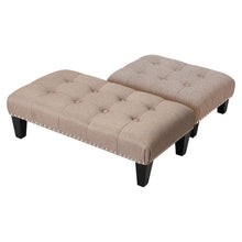 Load image into Gallery viewer, Linen Cotton Beige Footstool Living and Home
