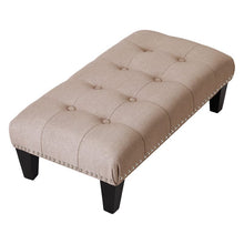 Load image into Gallery viewer, Linen Cotton Beige Footstool Living and Home