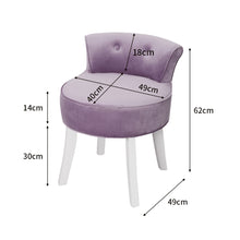 Load image into Gallery viewer, Upholstered Velvet Vanity Dressing Table Stool with Low Backrest