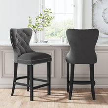Load image into Gallery viewer, Dining Bar Chairs Wooden Velvet Buttoned Bar Stool Bar Stools Living and Home