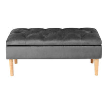 Load image into Gallery viewer, 100cm Grey Velvet Upholstered Storage Bench Storage Footstools & Benches Living and Home