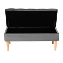 Load image into Gallery viewer, 100cm Grey Velvet Upholstered Storage Bench Storage Footstools & Benches Living and Home