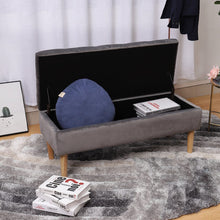 Load image into Gallery viewer, 100cm Grey Velvet Upholstered Storage Bench Storage Footstools & Benches Living and Home