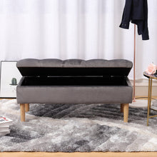 Load image into Gallery viewer, 100cm Grey Velvet Upholstered Storage Bench Storage Footstools & Benches Living and Home