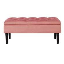 Load image into Gallery viewer, 100cm Grey Velvet Upholstered Storage Bench Storage Footstools & Benches Living and Home Pink