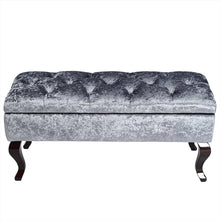 Load image into Gallery viewer, 100cm Wide Grey Velvet Upholstery Storage Bench Footstool Storage Footstools & Benches Living and Home