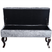 Load image into Gallery viewer, 100cm Wide Grey Velvet Upholstery Storage Bench Footstool Storage Footstools & Benches Living and Home