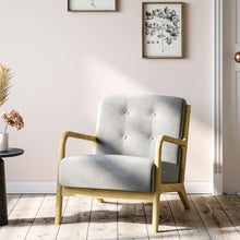 Load image into Gallery viewer, Solid Wooden Frame Upholstered Tufted Armchair